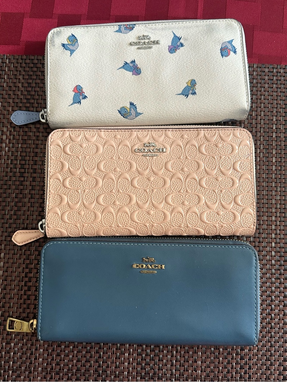 Coach Accordion Zip Wallets Bundle of 3